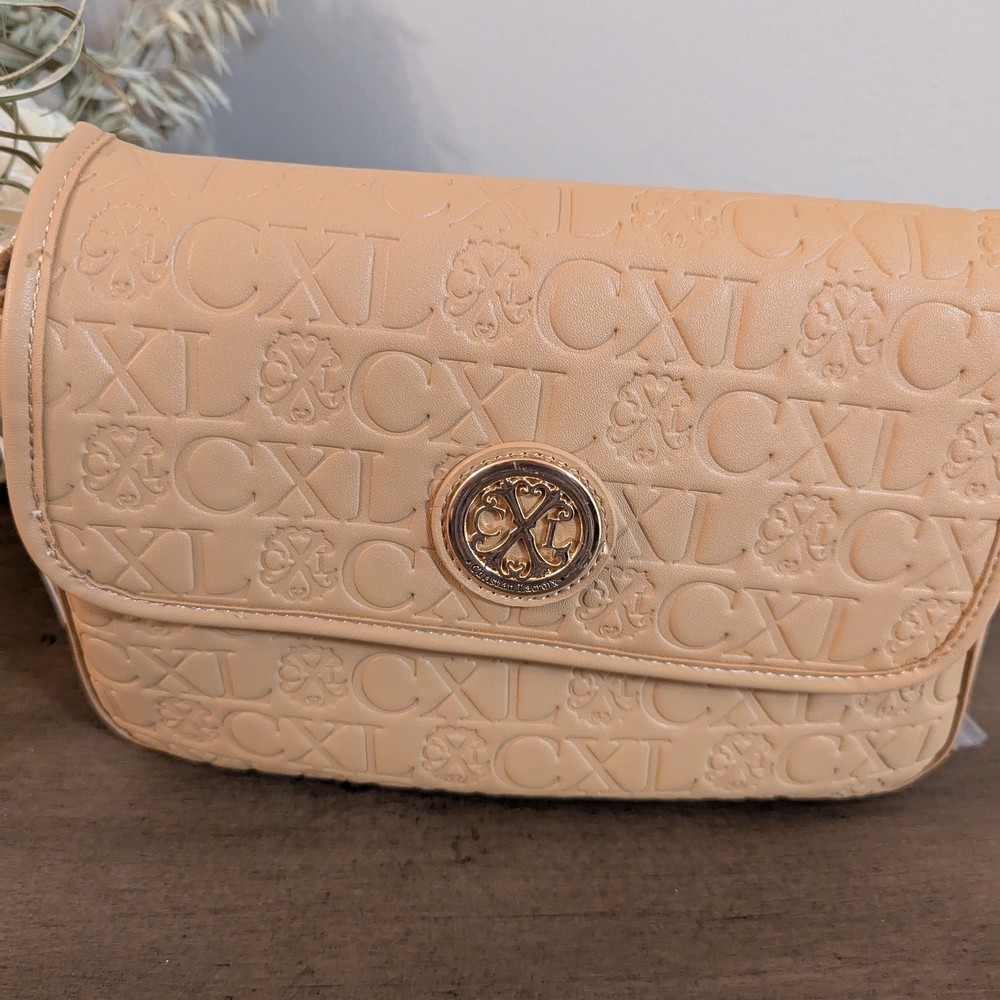 Christian Lacroix Embossed Cream Shoulder Bag